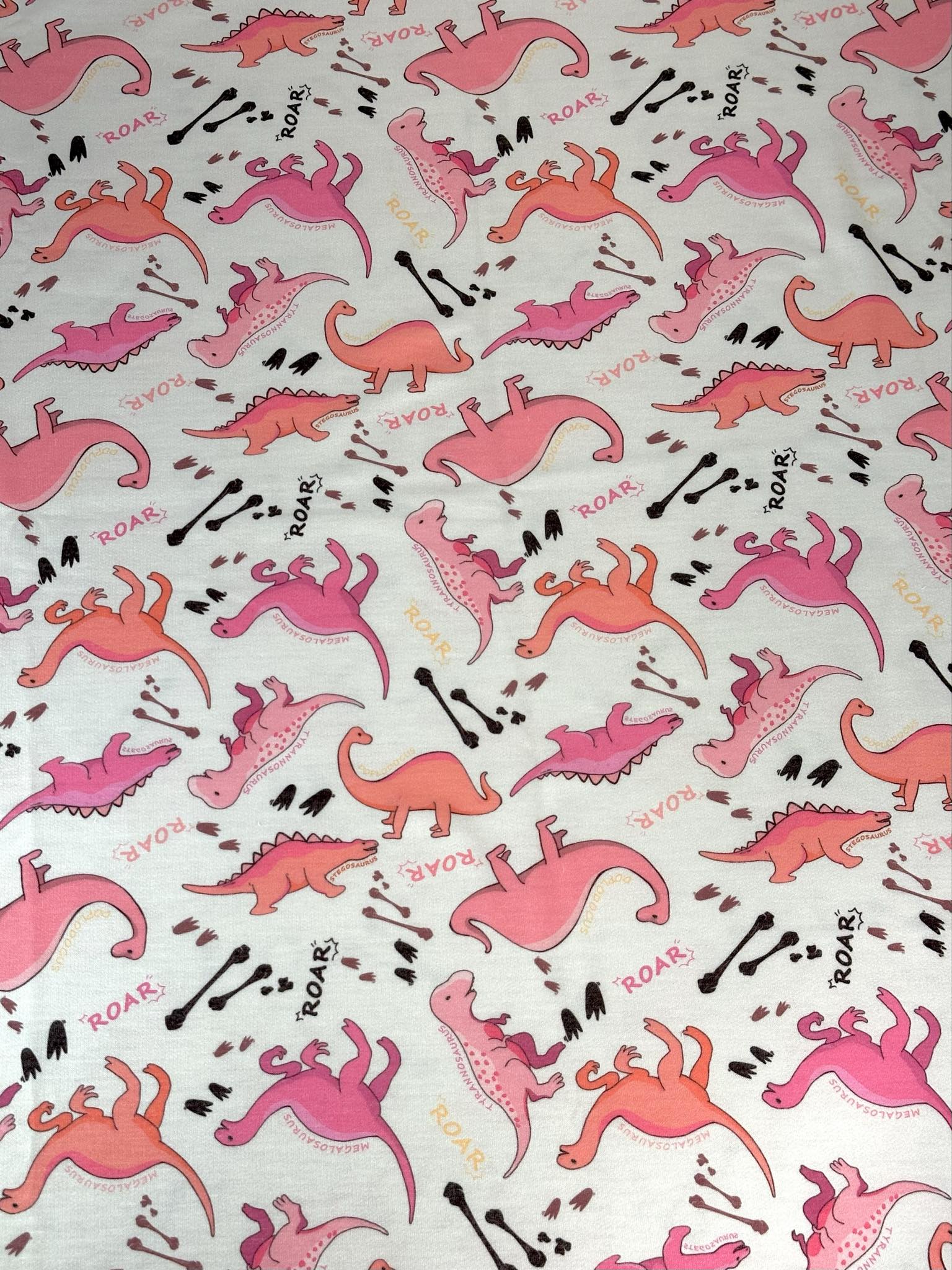 (FRENCH TERRY) DINOSAURS ON LIGHT PINK