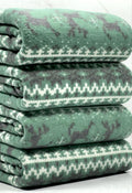 (BRUSHED SWEATER KNIT) BLACK REINDEERS ON DARK GREEN