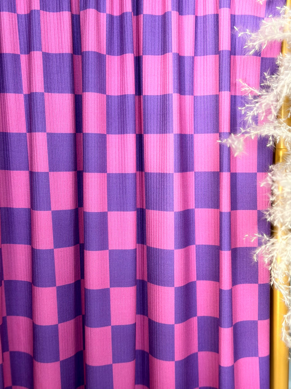(4X2 YUMMY RIB) PINK AND PURPLE MEDIUM CHECKERED