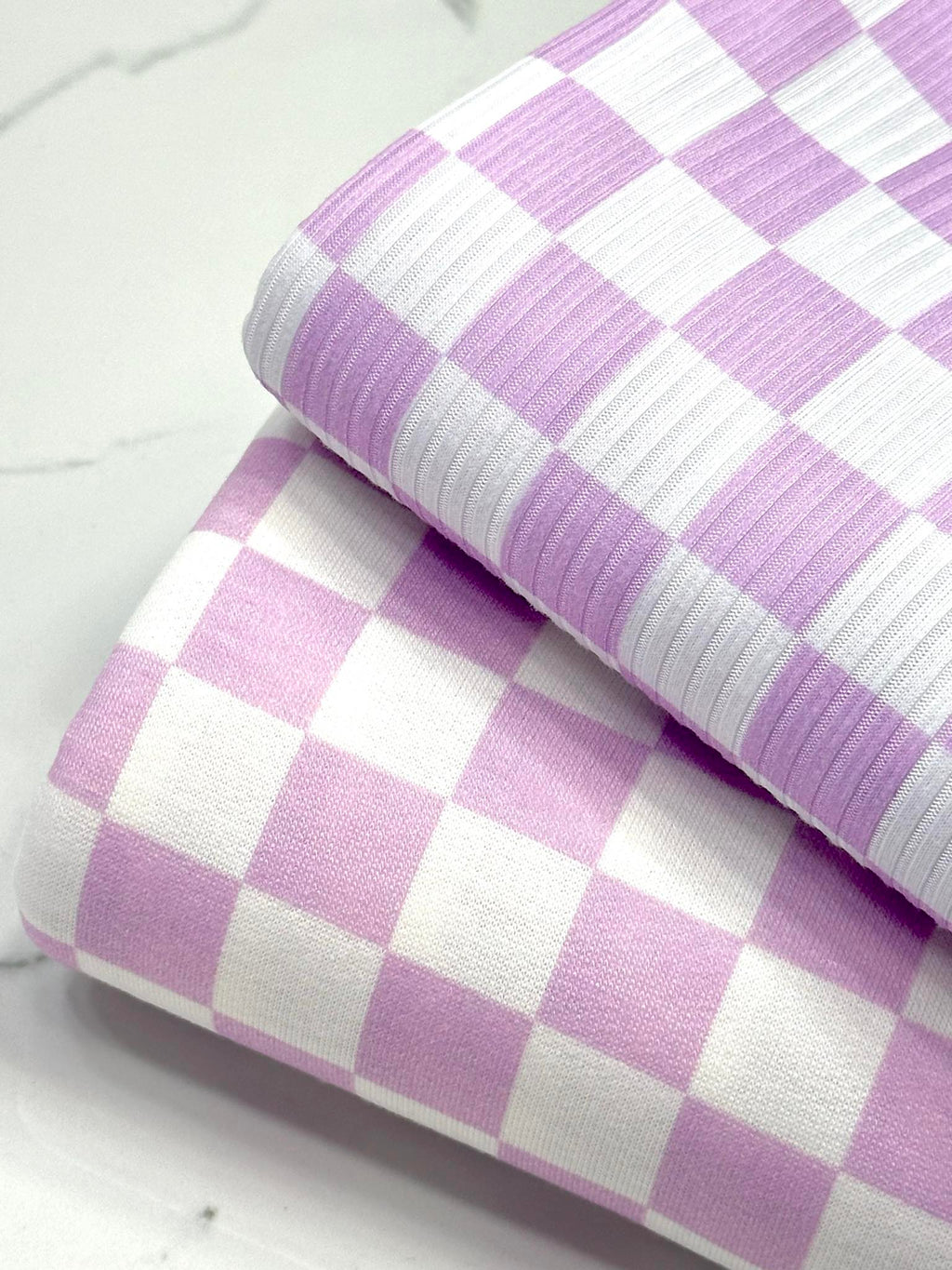 (YUMMY RIB) LILAC AND OFF WHITE CHECKERED