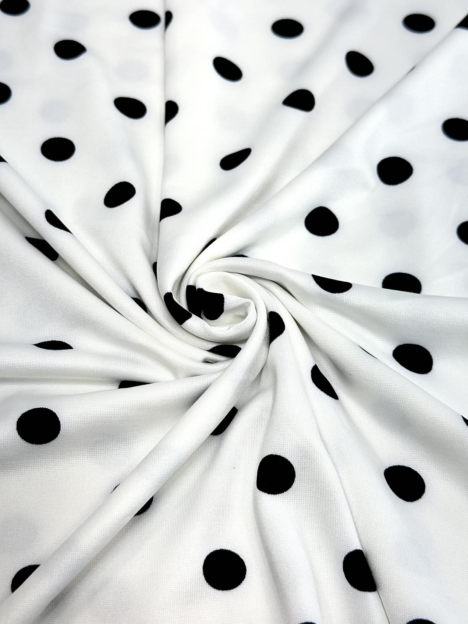 (ITY) BLACK POLKA DOTS ON OFF WHITE