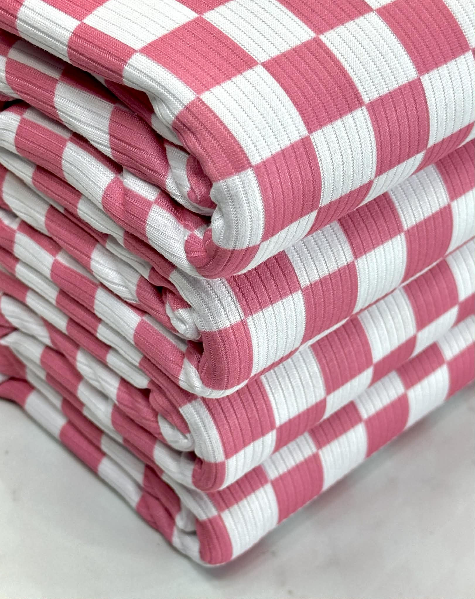 (4X2 YUMMY RIB) NEW PINK AND OFF WHITE CHECKERED