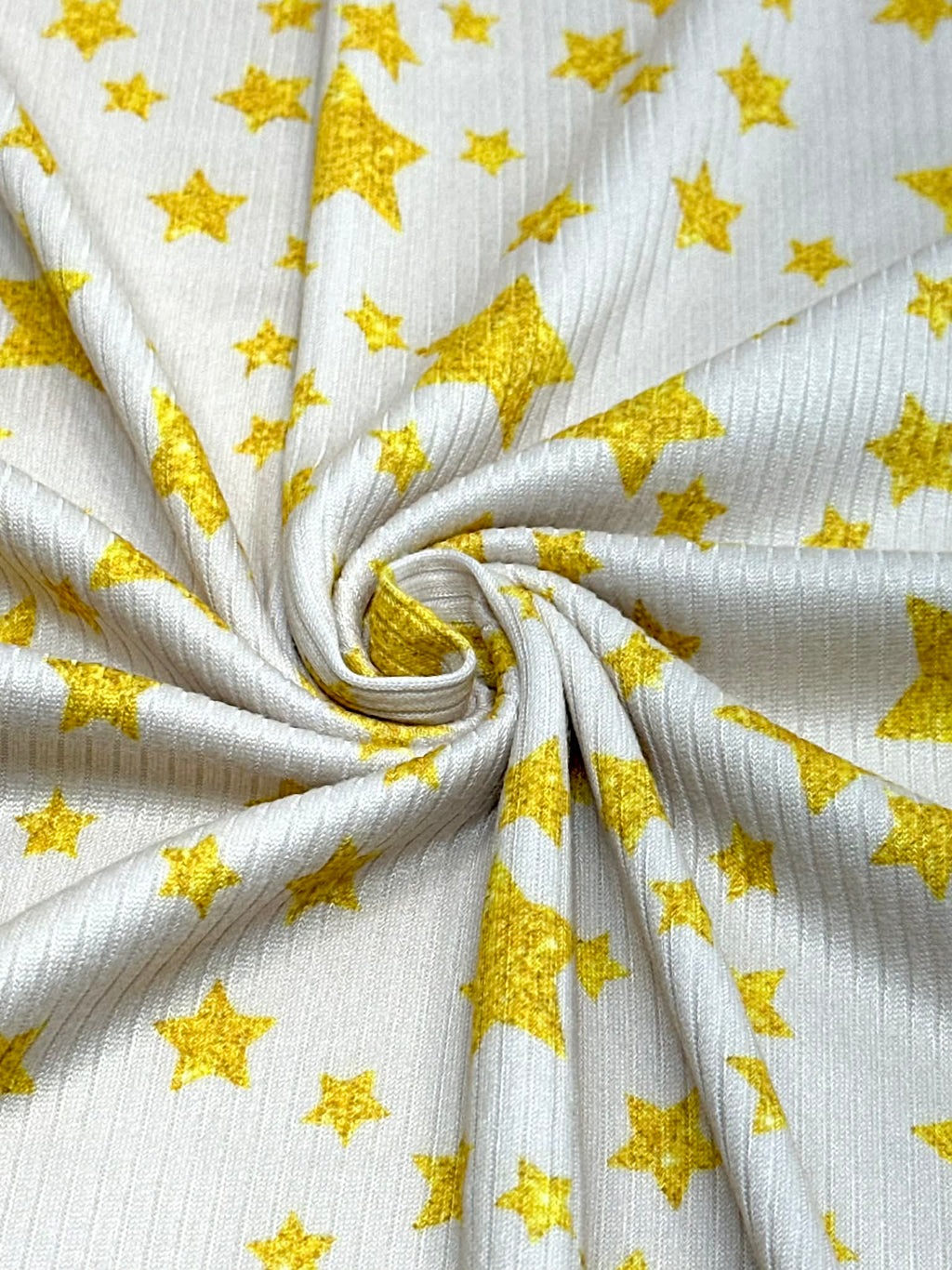 (4X2 YUMMY RIB) GOLD SHIMMER STARS ON CREAM