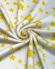 (4X2 YUMMY RIB) GOLD SHIMMER STARS ON CREAM