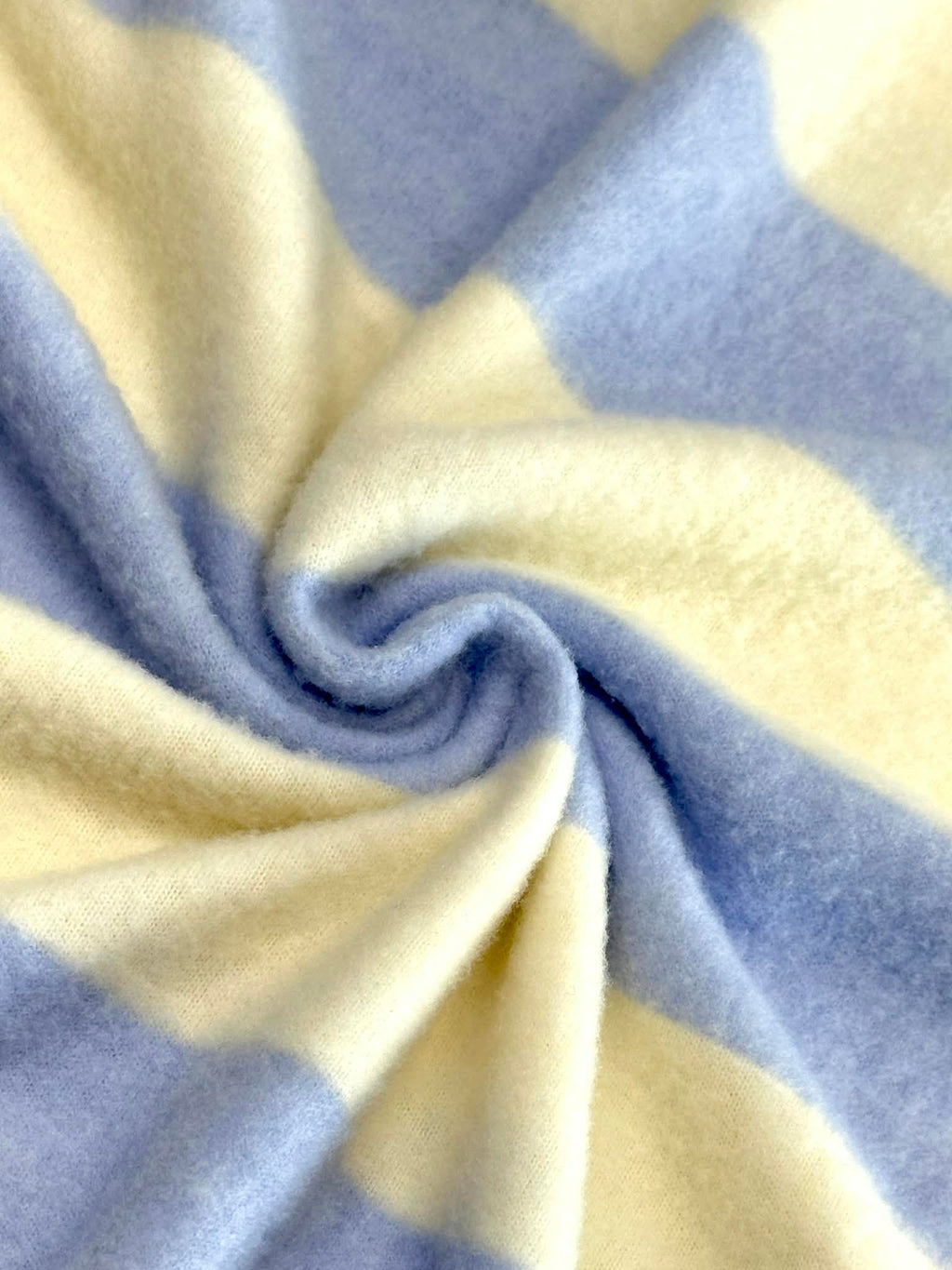 (BRUSHED SWEATER KNIT) LIGHT YELLOW AND BLUE MEDIUM STRIPES