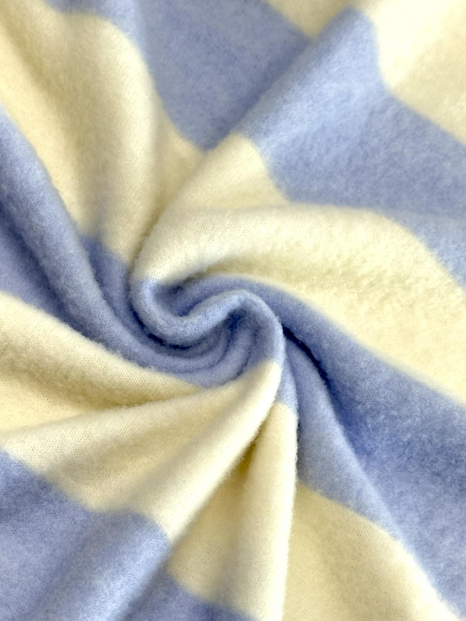 (BRUSHED SWEATER KNIT) LIGHT YELLOW AND BLUE MEDIUM STRIPES