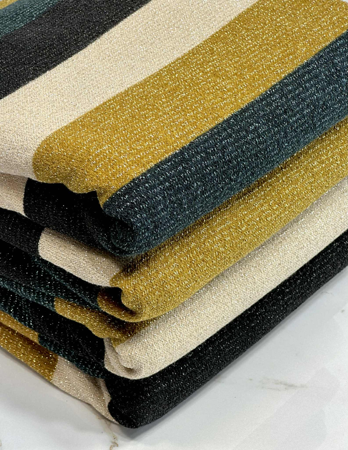 (HACCI SWEATER KNIT) GREEN, GOLD, BLACK AND CREAM LINES
