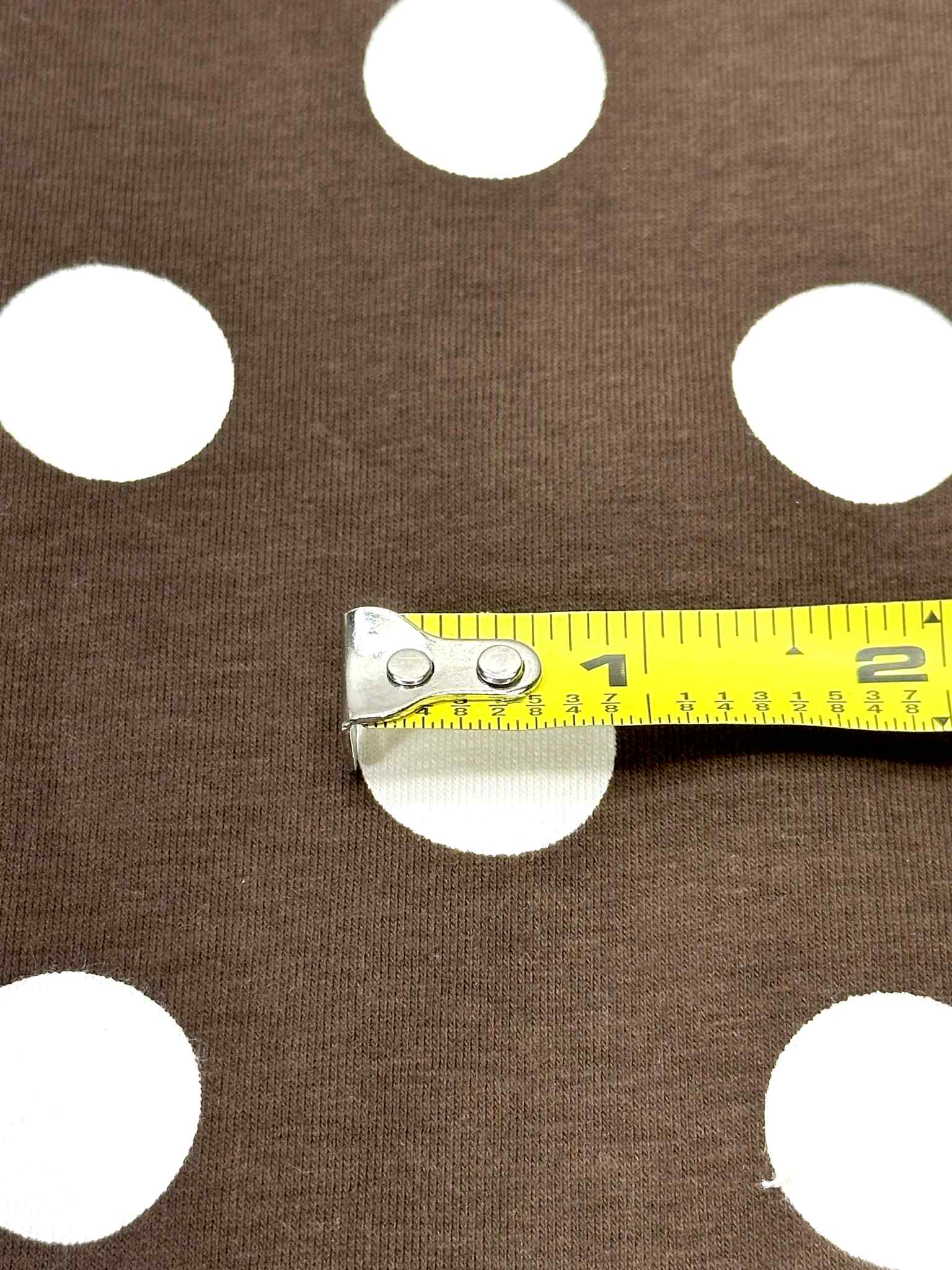 (COTTON SPANDEX) OFF WHITE POLKA DOTS ON BROWN