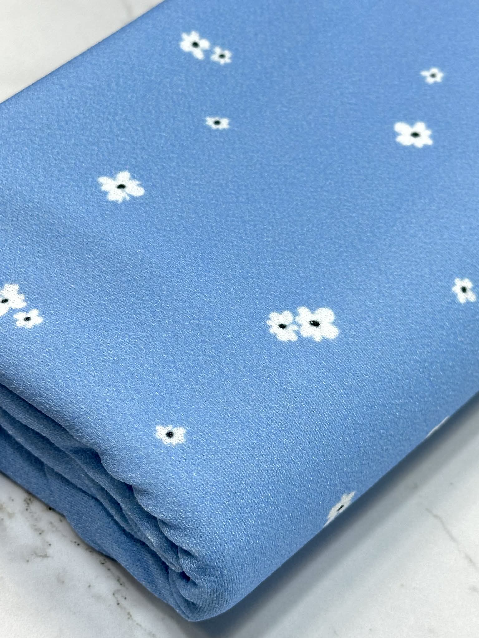 (CREPE KNIT) TINY WHITE FLOWERS ON