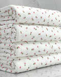(2X2 RIB) TINY PINK FLOWERS ON OFF WHITE