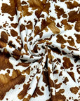 (4X2 YUMMY RIB) SMALL BROWN COW FUR PRINT ON OFF WHITE