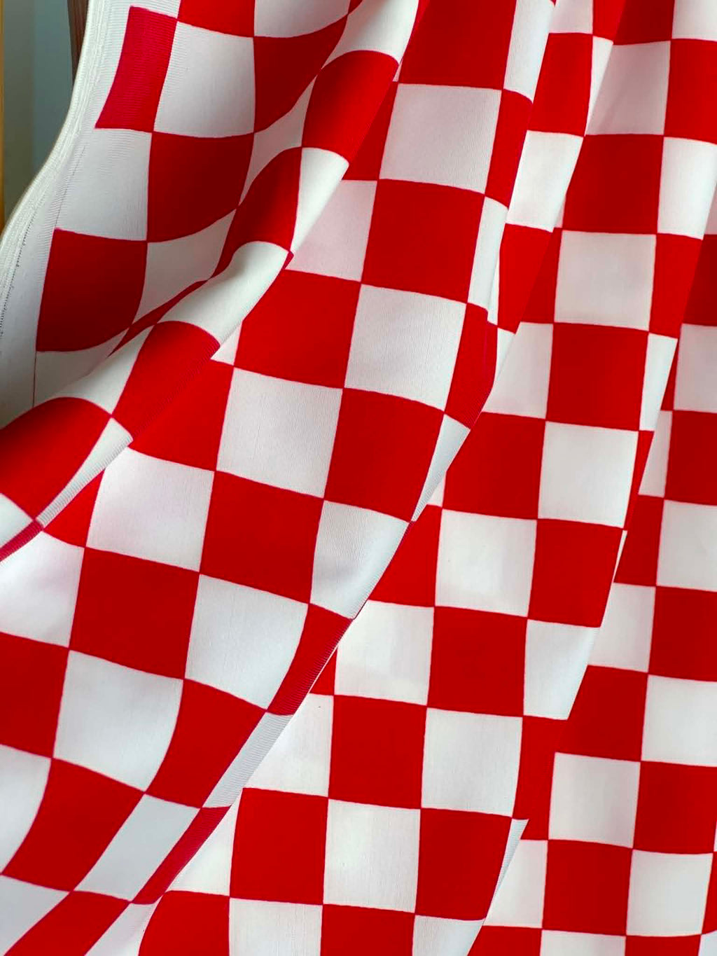 (SWIM) RED AND OFF WHITE CHECKERED