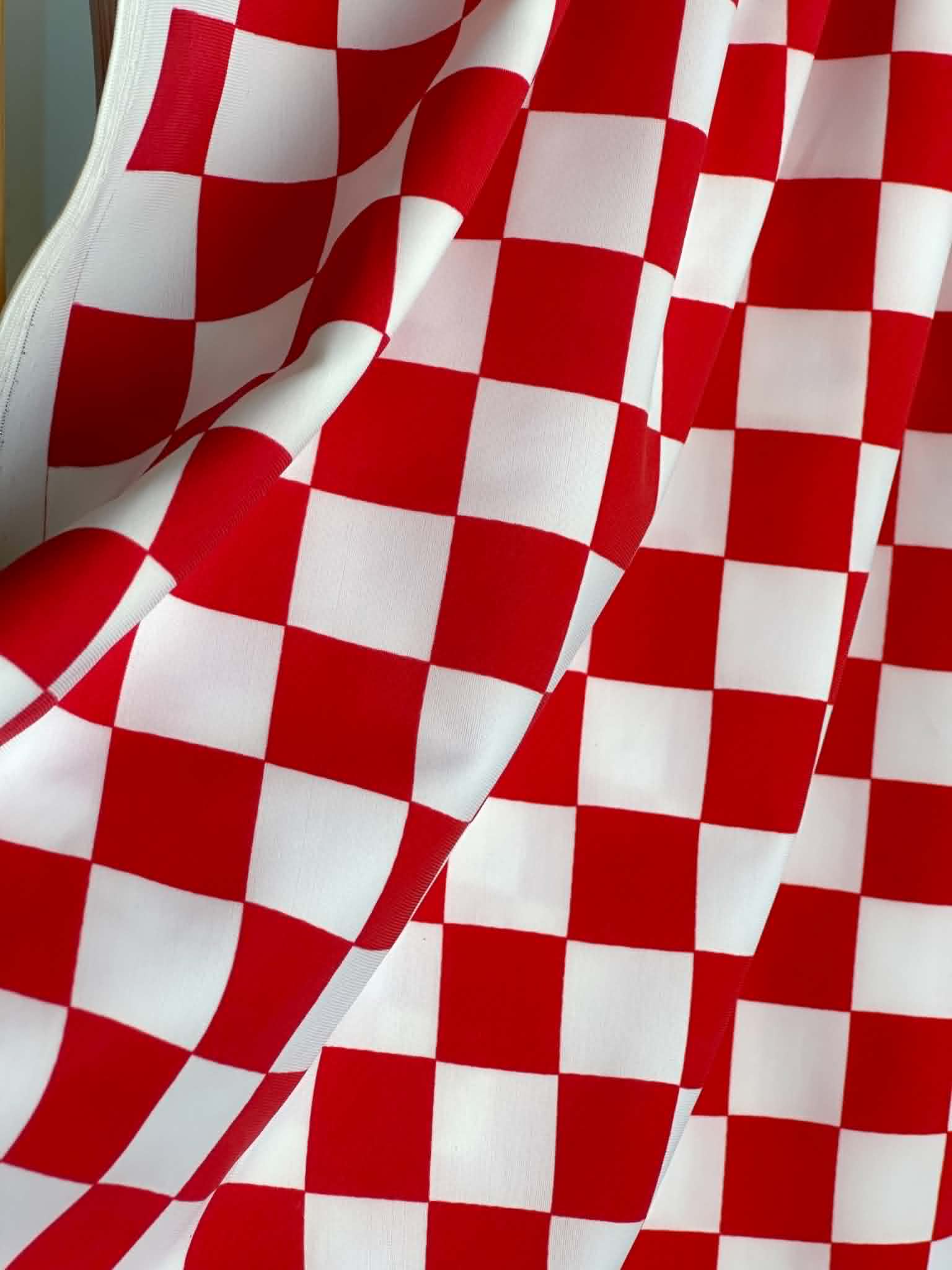 (SWIM) RED AND OFF WHITE CHECKERED