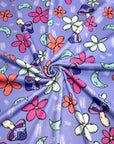 (4X2 YUMMY RIB) MUSHROOMS AND FLOWERS ON BLUE