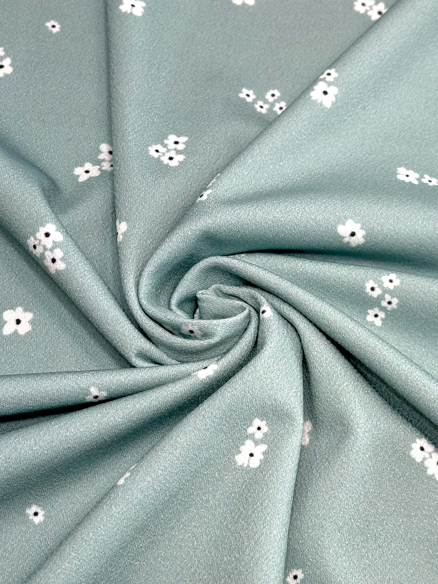 (CREPE KNIT) TINY WHITE FLOWERS ON SAGE
