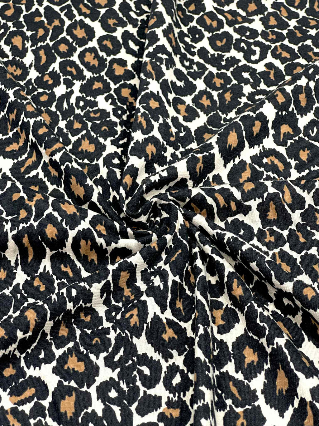 (COTTON JERSEY) BLACK AND CAMEL CHEETAH ON TAN