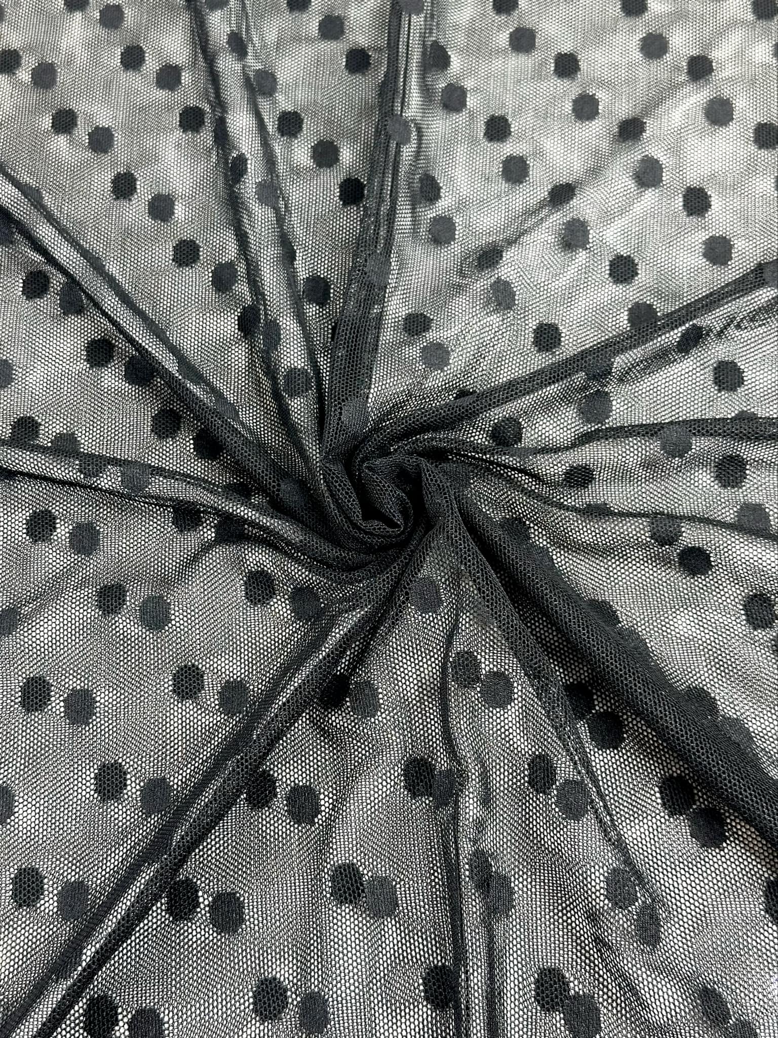 (MESH) BLACK POLKA DOTS