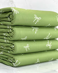 (4X2 RIB) OFF WHITE BOWS ON SAGE GREEN