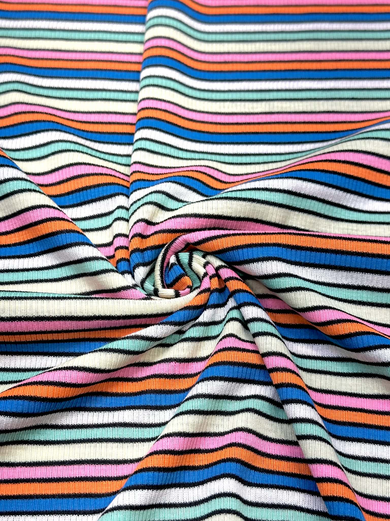 (2X2 RIB) PINK, CREAM, MINT, WHITE, BLUE, AND ORANGE STRIPES
