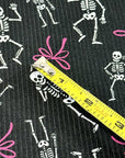 (4X2 RIB) SKELETONS AND PINK BOWS ON BLACK