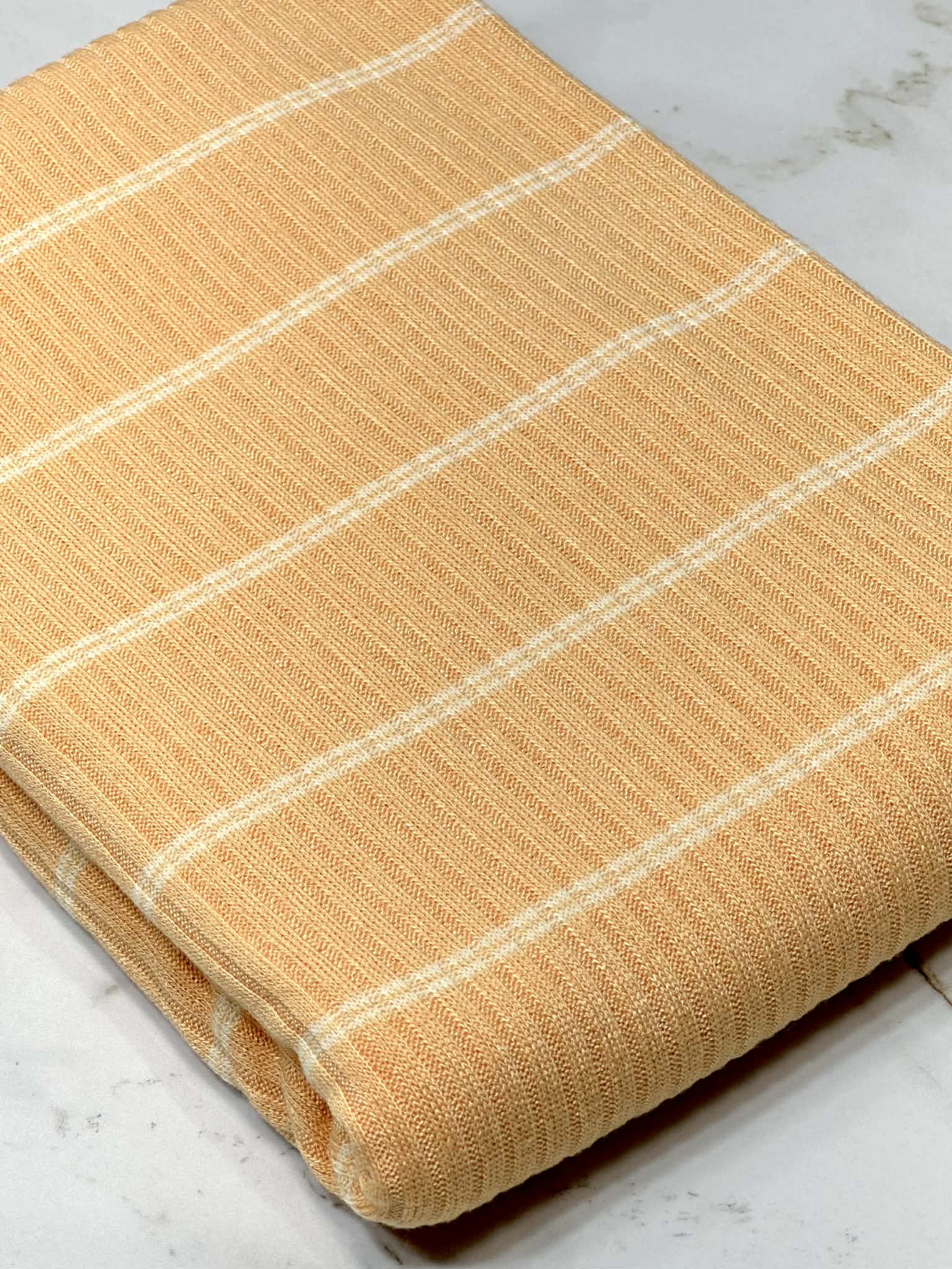 (SWEATER RIB) OFF WHITE THIN STRIPES ON SOFT APRICOT(5)