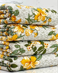 (FRENCH TERRY) MUSTARD AND OLIVE FLORAL