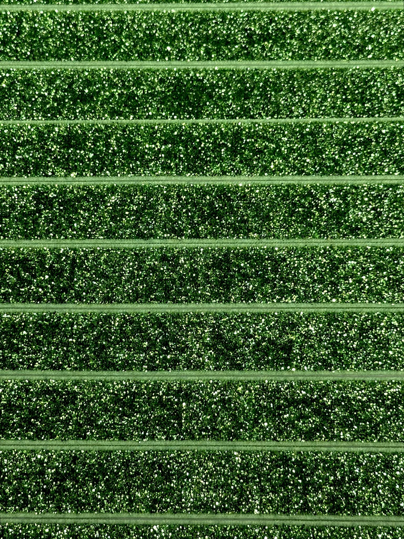 (TRIM) 5/8 ELASTIC GREEN SHIMMER