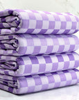 (4X2 YUMMY RIB) PURPLE AND LAVENDER CHECKERED ON LILAC