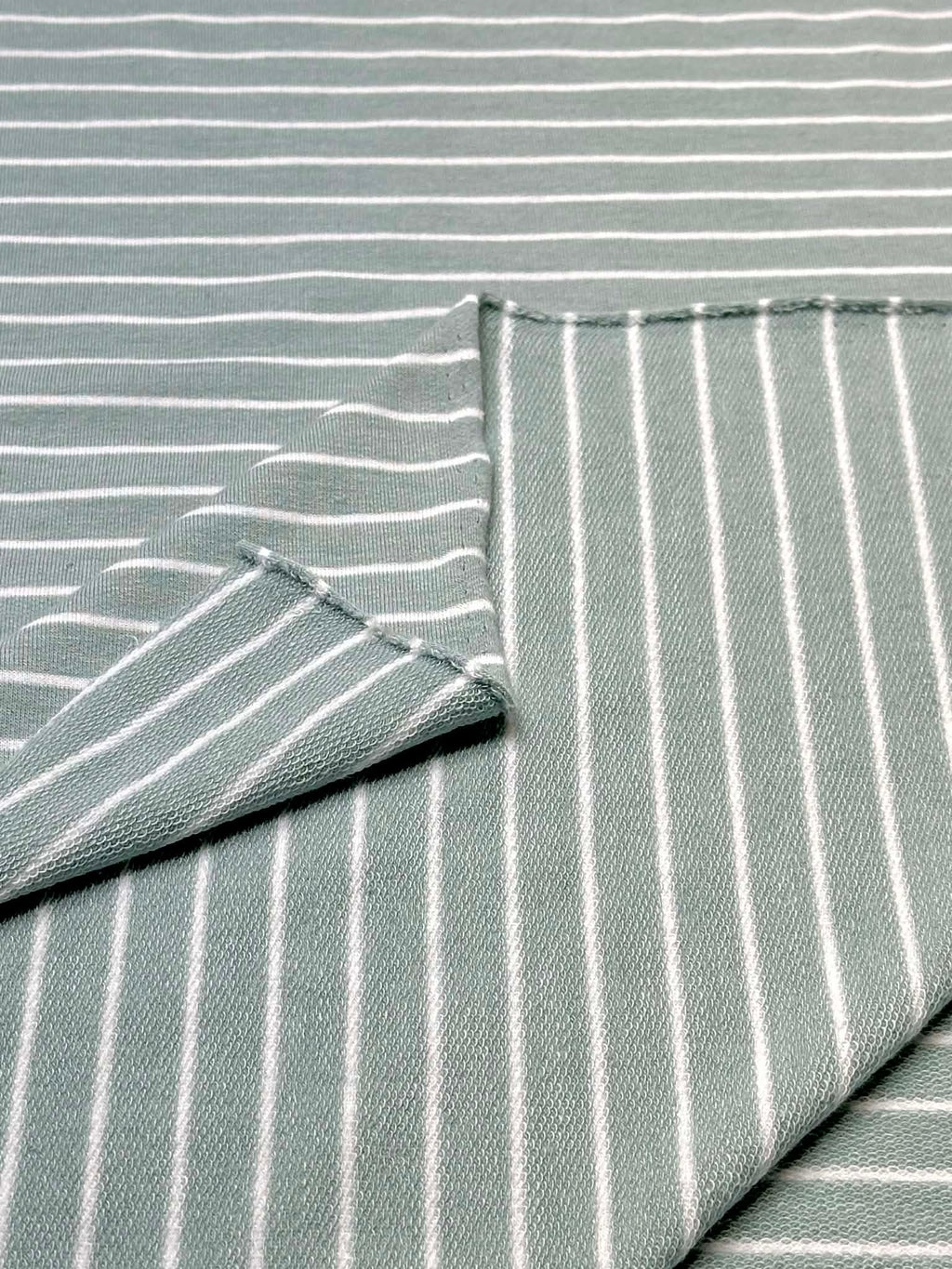 (THIN FRENCH TERRY) OFF WHITE STRIPES ON POWDER SAGE (3)