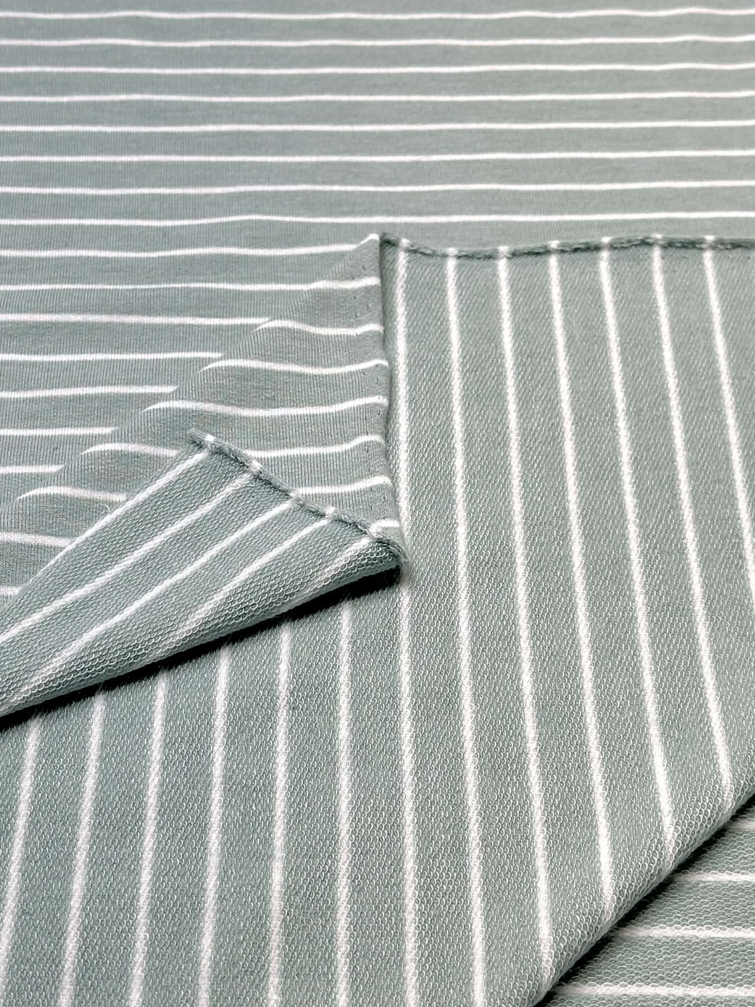 (THIN FRENCH TERRY) OFF WHITE STRIPES ON POWDER SAGE (3)