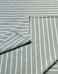 (THIN FRENCH TERRY) OFF WHITE STRIPES ON POWDER SAGE