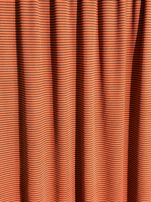(2x1 YUMMY RIB) THIN BLACK STRIPES ON COPPER