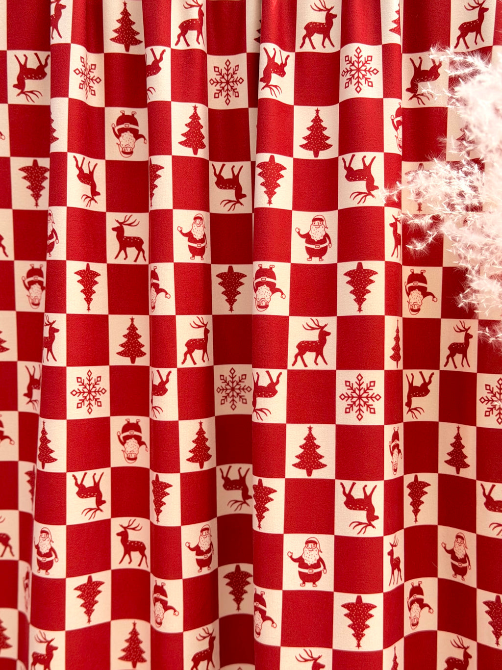 (CORDUROY BRUSHED) MEDIUM RED AMD IVORY CHRISTMAS CHECKERED