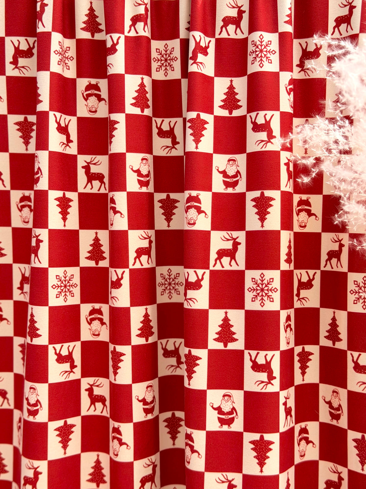 (CORDUROY BRUSHED) MEDIUM RED AMD IVORY CHRISTMAS CHECKERED