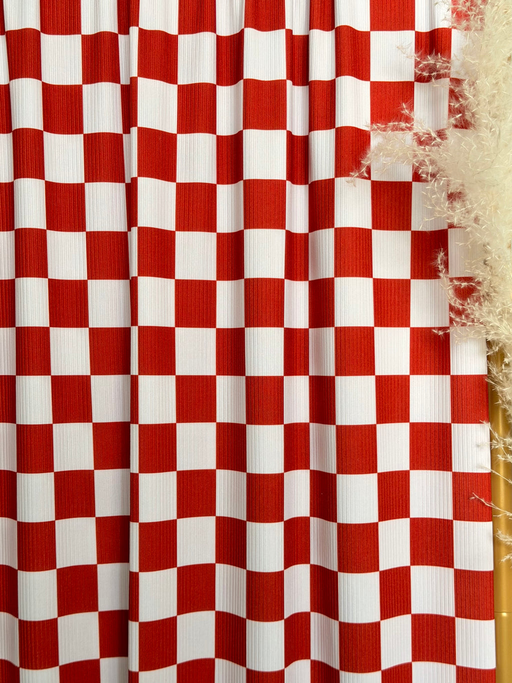 (4X2 YUMMY RIB) NEW RED AND OFF WHITE MEDIUM CHECKERED