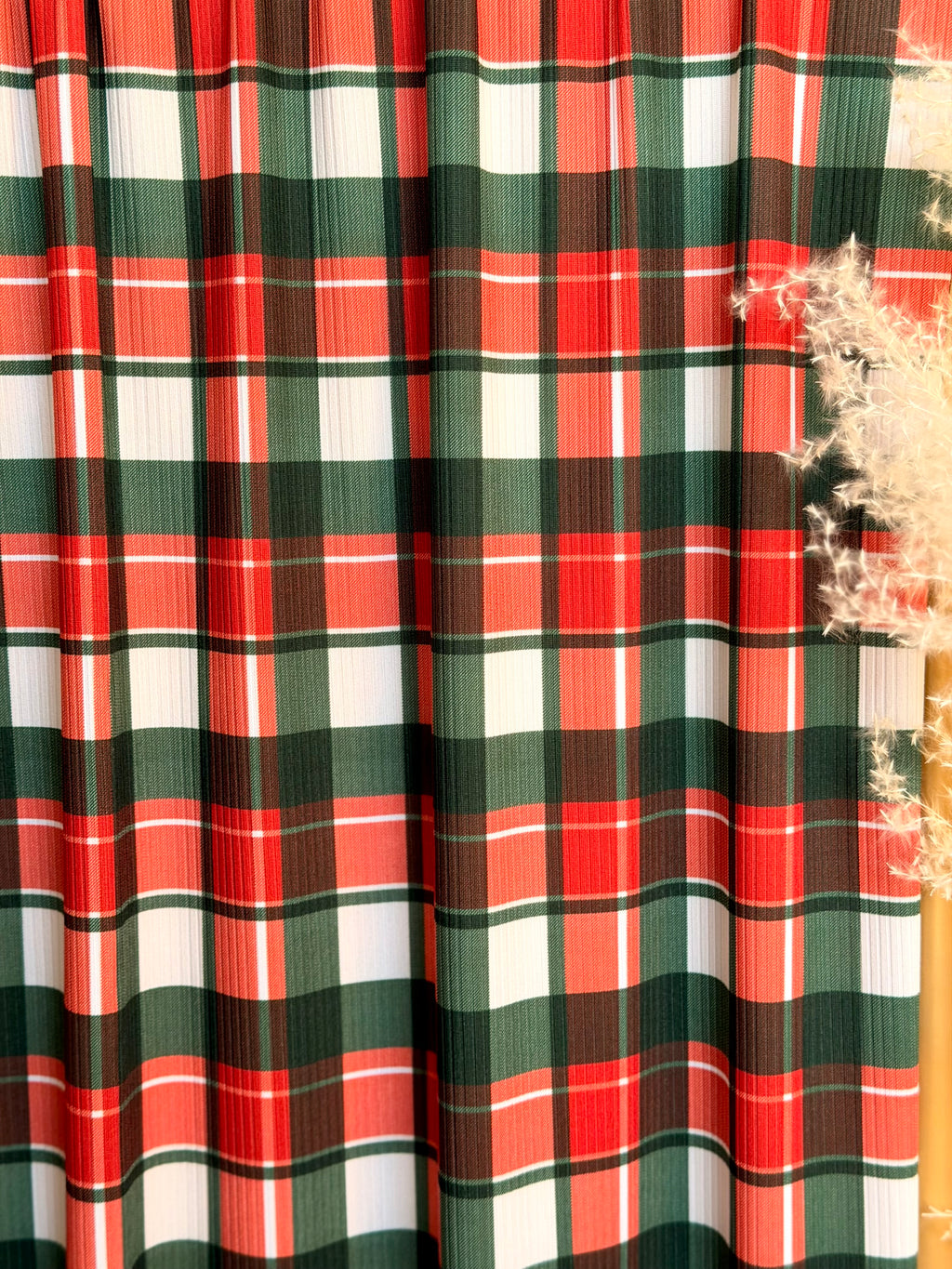 (4X2 YUMMY RIB) EVERGREEN AND RED PLAID
