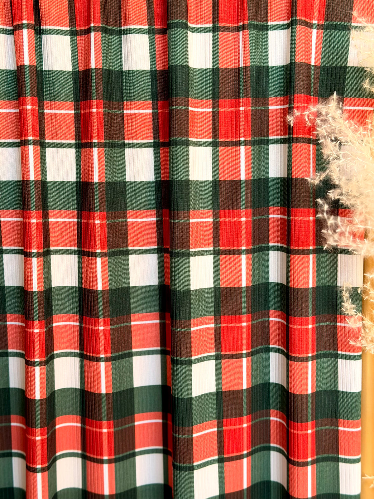 (4X2 YUMMY RIB) EVERGREEN AND RED PLAID