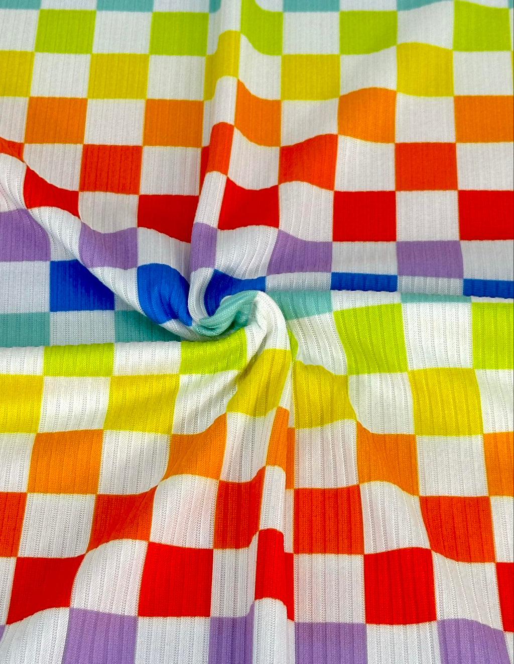 (YUMMY RIB) RAINBOW AND OFF WHITE CHECKERED