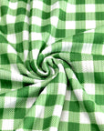 (4X2 RIB) GREEN AND OFF WHITE GINGHAM