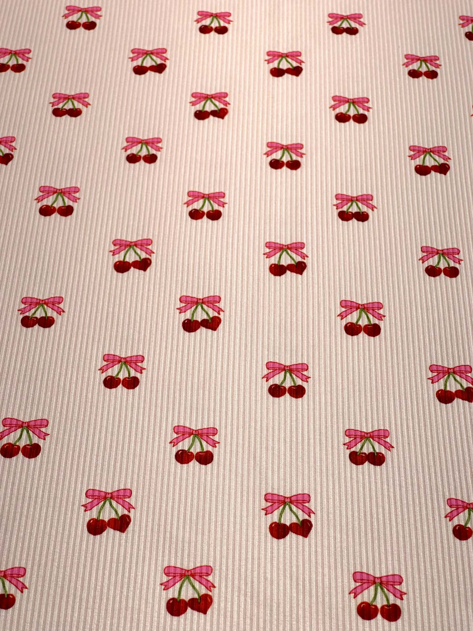 (2X2 BRUSHED RIB) CHERRY HEART WITH BOWS ON BLUSH