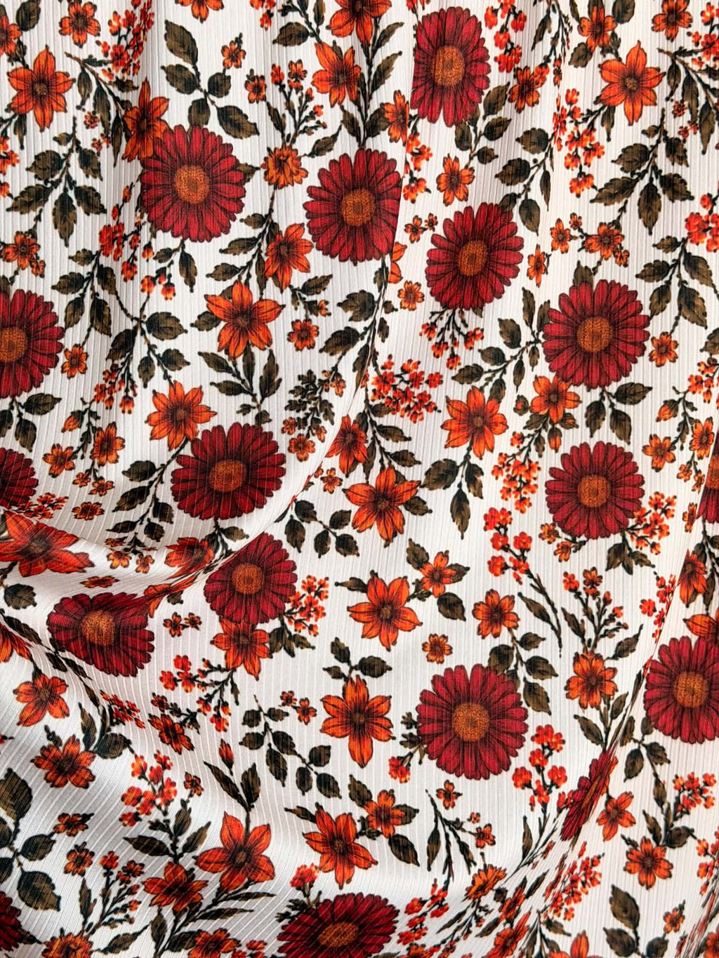 (4x2 YUMMY RIB) FALL HATTIE FLOWER PATTERN ON IVORY