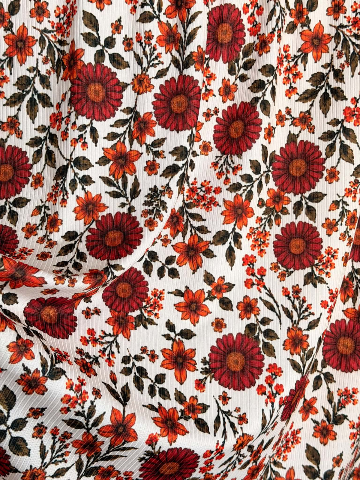 (4x2 YUMMY RIB) FALL HATTIE FLOWER PATTERN ON IVORY