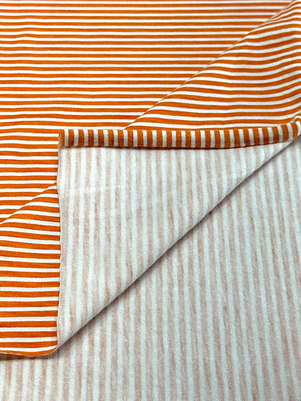 (KNIT) ORANGE AND OFF WHITE THIN STRIPES