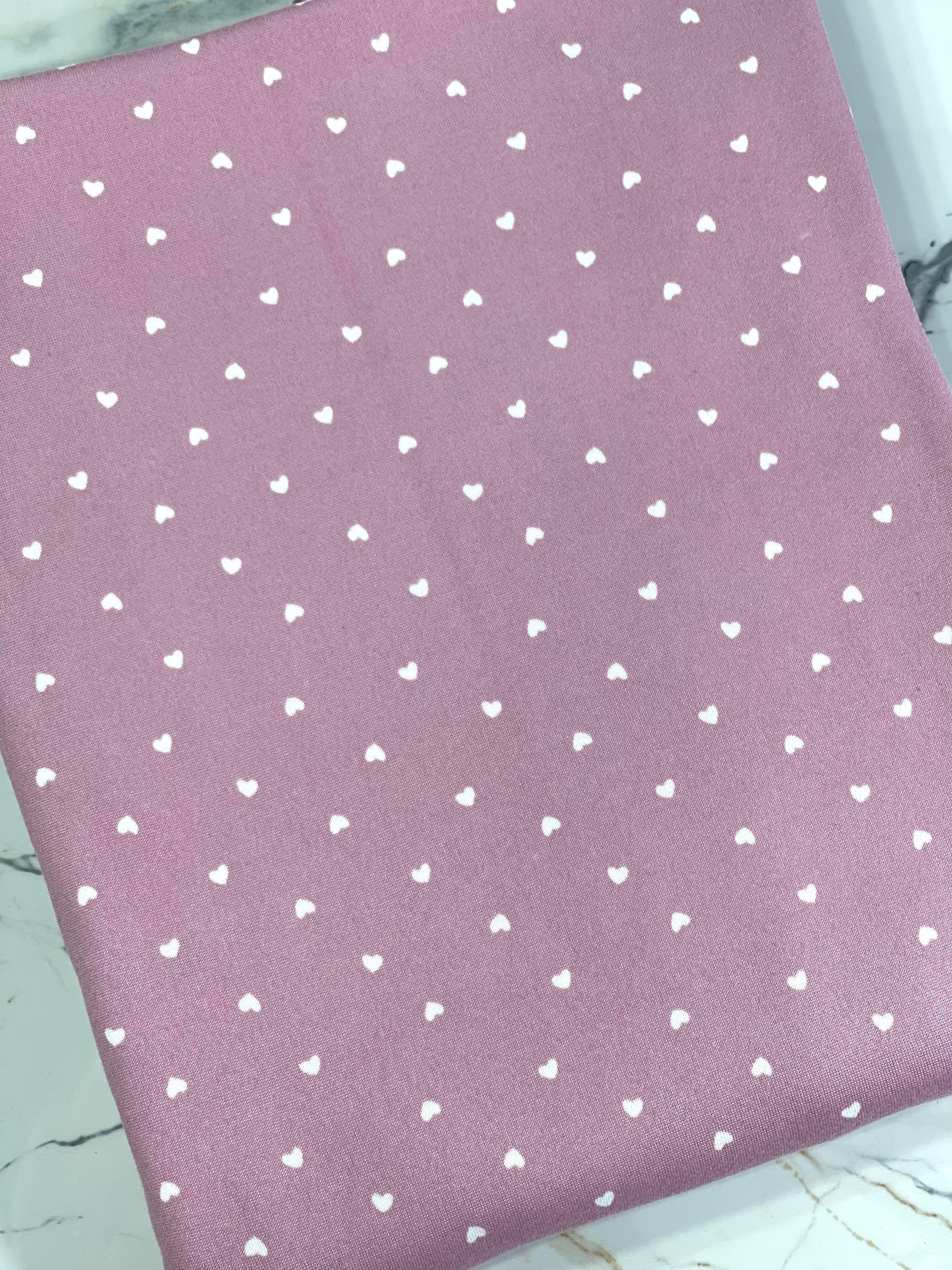 (DBP) WHITE TINY HEARTS ON DUSTY PINK