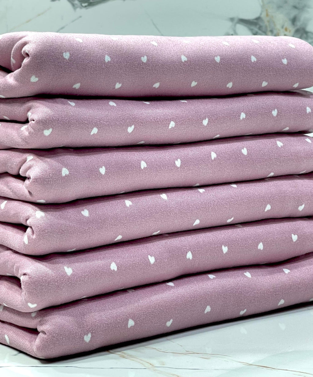 (DBP) WHITE TINY HEARTS ON DUSTY PINK