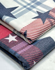 (KNIT) OFF WHITE STARS ON NAVY AND RED PLAID (3)