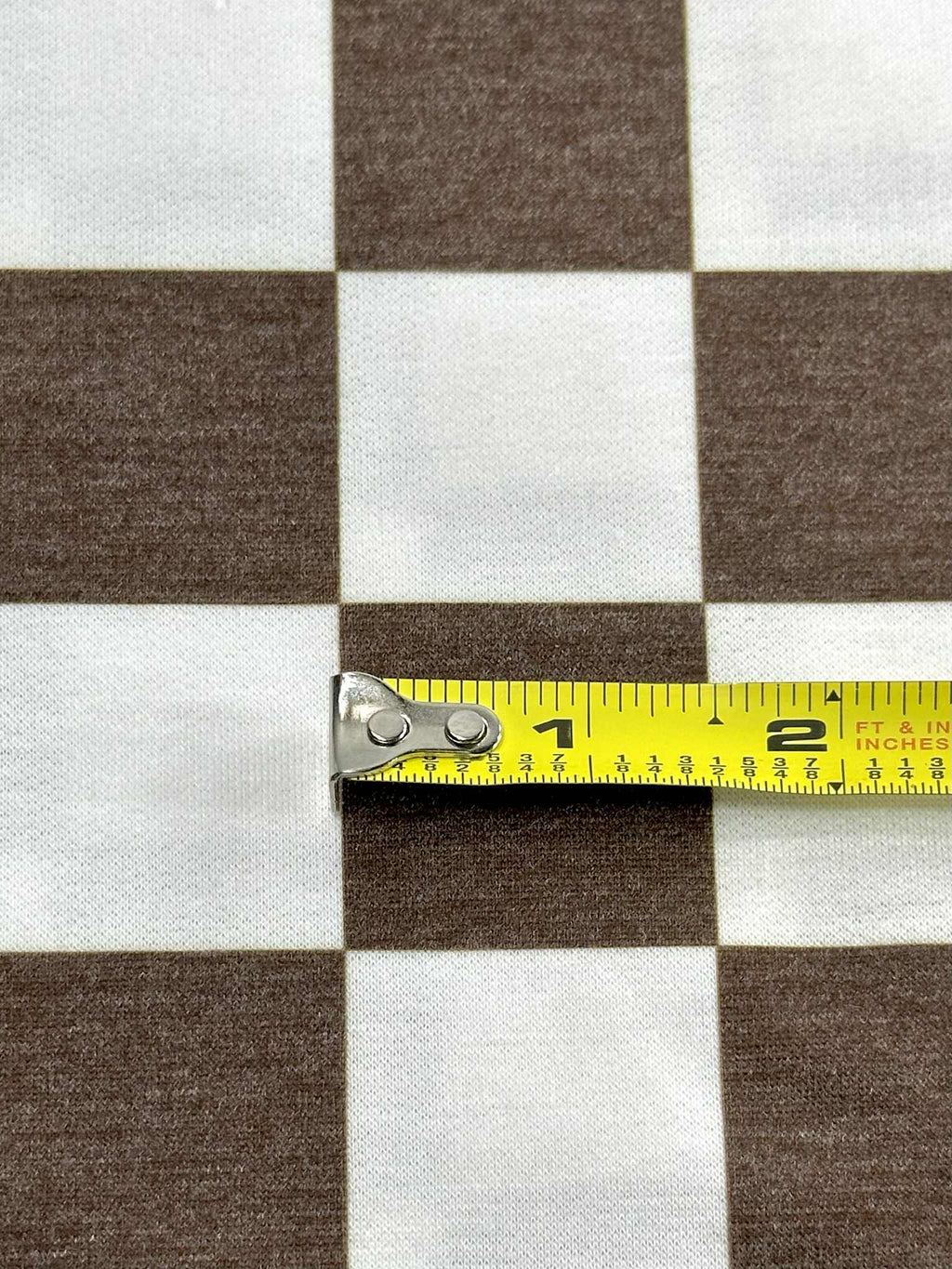 (FRENCH TERRY) BROWN AND OFF WHITE MEDIUM CHECKERED (5)