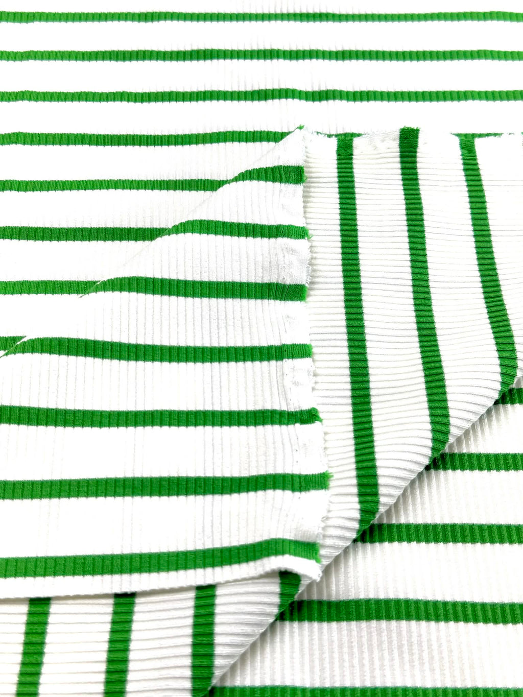 (RIB) GREEN STRIPES ON IVORY