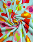 (4X2 YUMMY RIB) COLORFUL CHEETAH ON LIGHT AQUA