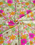 (YUMMY RIB) PINK, YELLOW, GREEN, AND ORANGE FLOWERS ON OFF WHITE